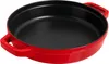 A red cast iron pan with a black interior is shown from a slightly elevated angle against a white background. Produktbild-Vorschau