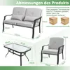 COSTWAY 4-tlg. Gartenmöbel Set inkl. 2 Stühlen, Bank, Produktbild-Vorschau 7