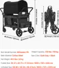 A diagram showing the dimensions of a foldable wagon, with a separate image of the wagon itself. Náhľad obrázku produktu