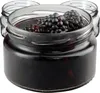 A close-up shot of three glass jars filled with blackberries and liquid, with one jar in the foreground and two in the background. Produktbild-Vorschau