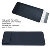 A dark gray PU leather keyboard sleeve is shown in two different views. The top view shows the sleeve partially open with a keyboard inside, and the bottom view shows the sleeve closed and lying flat. Podgląd zdjęcia produktu