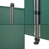 A collage of four close-up images showing details of a dark green outdoor privacy screen with gray metal poles. Podgląd zdjęcia produktu