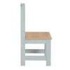 A side view of a child's chair with a wooden seat and gray frame. Produktbild-Vorschau