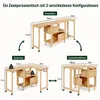 3-in-1 Massivholz Tisch Kiefer 160cm, Verwandelbarer Doppel Produktbild-Vorschau 6