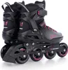 A pair of black and pink inline skates are shown from a side-angle on a white background. Voir les images du produit