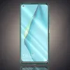 A smartphone with a green frame and a transparent screen displaying a wallpaper and time. Produktbild-Vorschau