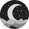 MuchoWow® Aluminium Wandkreis Nacht - Mond - Schwarz - Weiß Produktbild-Vorschau 1