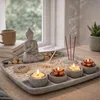 Ensemble de jardin zen 23 × 23 cm en ciment – Mini jardin Voir les images du produit 2