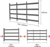 Diagrams showing the dimensions and adjustability of a metal security grille. Anteprima dell’immagine prodotto