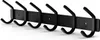 A black wall-mounted coat rack with five hooks, shown from a slightly angled perspective against a white background. Anteprima dell’immagine prodotto