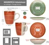 Magnifica 18tlg Frühstücksset Steingut grün rot Becher Produktbild-Vorschau 4