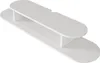 A white TV lowboard with a shelf, shown from a diagonal angle against a white background. Podgląd zdjęcia produktu