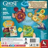 The image shows the back of a board game box, illustrating gameplay elements and components. Produktbild-Vorschau
