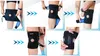 A collage of images showing the step-by-step process of putting on a knee brace. Produktbild-Vorschau