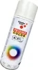 A spray can of white acrylic paint with a colorful spectrum graphic. Produktbild-Vorschau