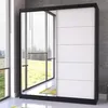 Schwebetürenschrank mit Spiegel in Schwarz/Weiß
Breite:	183 cm
Höhe: 218 cm	
Tiefe: 61 cm Produktbild-Vorschau