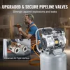 A man is using a nail gun, with an air compressor and a close-up of its connectors visible. Produktbild-Vorschau