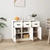 vidaXL Sideboard Weiß 100x40x75 cm Massivholz Kiefer - Produktbild-Vorschau 4