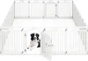 A white plastic dog playpen with a border collie dog lying inside. Produktbild-Vorschau