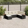vidaXL 7-tlg. Garten-Sofagarnitur mit Kissen Schwarz Poly Produktbild-Vorschau 2