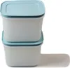 Two stacked white food storage containers with blue lids, on a white background. Anteprima dell’immagine prodotto
