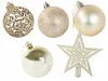 A collection of gold Christmas ornaments and a tree topper on a white background. Anteprima dell’immagine prodotto