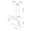 A technical drawing of a range hood with dimensions indicated. Produktbild-Vorschau