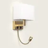 Metall-Wandleuchte mit LED-Leselampe Waldorf Messing Produktbild-Vorschau 2