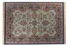 Teppich Raz 160x230 cm Grün mit ornamentalem Muster in Rot und Blau, Fransen an den Seiten, Gesamtansicht. Produktbild-Vorschau