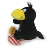 A plush toy raven sitting down, viewed from the side. Produktbild-Vorschau
