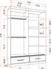 A technical drawing of a wardrobe with dimensions indicated. Voir les images du produit