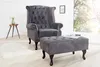 riess-ambiente Chesterfield Fußhocker antik grau Microfaser Produktbild-Vorschau 4