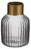 Vase Streifen Grau Gold Glas (12 x 18 x 12 cm) Produktbild-Vorschau 3
