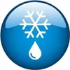 A blue circular icon with a snowflake and a water drop. Voir les images du produit