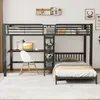 Hochbett 90 x 200 cm , Schwarz , MDF und Metall , Produktbild-Vorschau 6