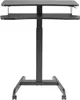 A black adjustable height standing desk with wheels. Voir les images du produit