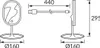 Technical drawing of a mirror with dimensions and a USB cable. Náhľad obrázku produktu