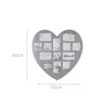 A heart-shaped photo frame with multiple picture slots, shown against a white background with size indicators. Náhled obrázku produktu