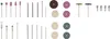 A collection of rotary tool accessories arranged in rows on a white background. Produktbild-Vorschau