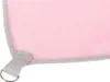 Close-up of the corner of a pink mesh fabric with a gray border and a metal D-ring attached. Produktbild-Vorschau