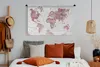 MuchoWow® Wandteppich Wandbehang Weltkarte - Farbe - rosa Produktbild-Vorschau 5