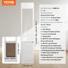 A product image showing a dog door insert for a sliding glass door, with a detailed specification list and a close-up view of the dog door. Produktbild-Vorschau