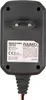 The back of a black battery charger with a label and a power cord. Náhľad obrázku produktu