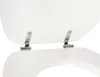 Close-up view of the hinges connecting a white toilet seat and lid. Produktbild-Vorschau