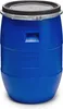 A blue plastic barrel with a black lid and metal clamp. Produktbild-Vorschau