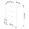A technical drawing of a shoe cabinet with dimensions indicated. Produktbild-Vorschau