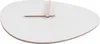 A white, organically shaped wall clock with wooden hands, shown from a slightly elevated angle against a white background. Voir les images du produit