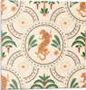 A repeating pattern of tropical elements including leopards, palm trees, and flowers. Náhľad obrázku produktu