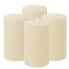 Echtwachs Stumpenkerze 10 x 6 cm geriffelt 4er Set - creme Produktbild-Vorschau 4