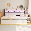 A bedroom setting with a bed and shelves. Podgląd zdjęcia produktu